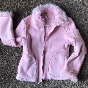 Pink faux fur jacket